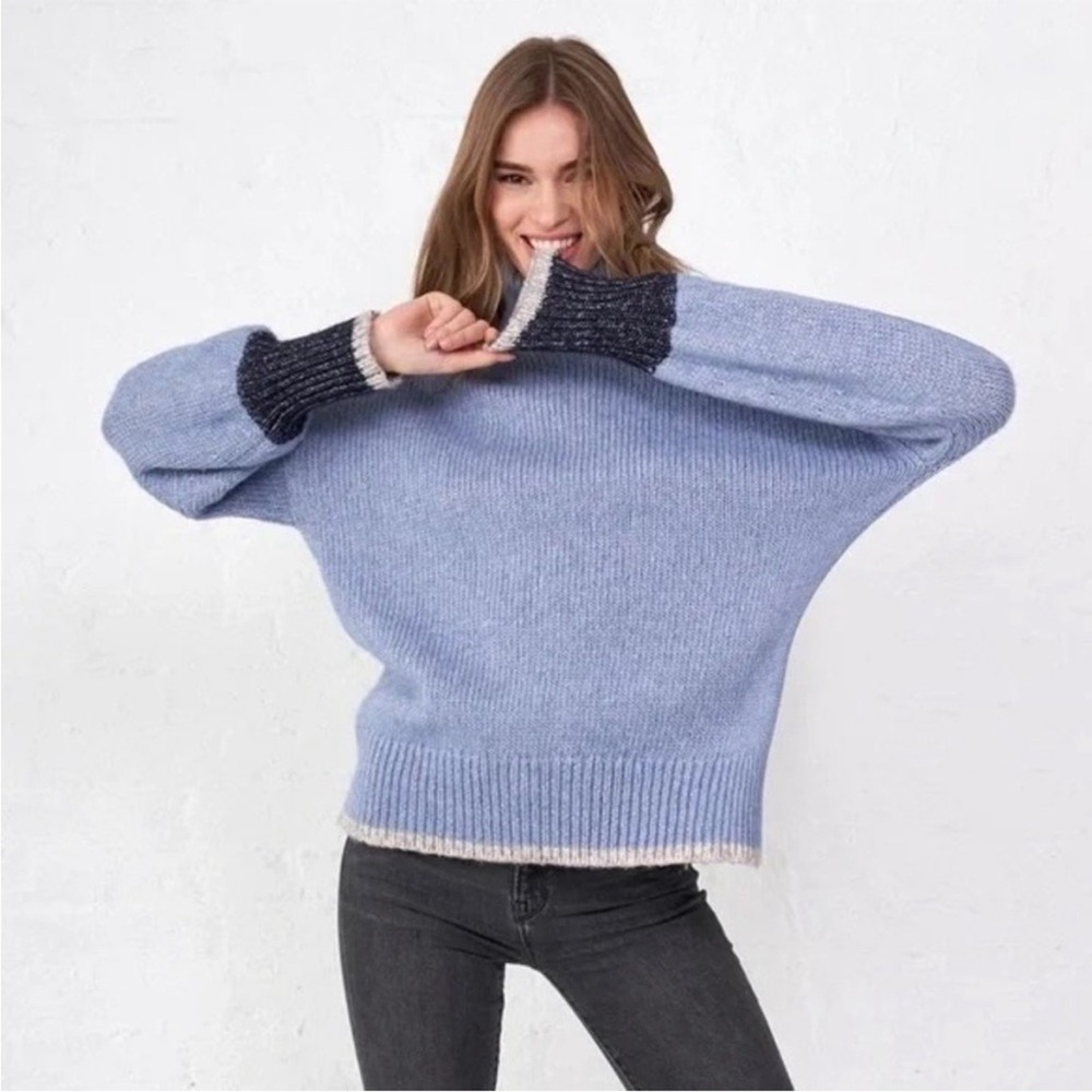 LA LIGNE New York Cozy Blue Turtleneck Sweater Oversized